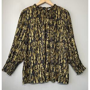 Maison d' Amelie Artsy Floral Top Size XL Green Dark Forest Fairy Boho Grunge